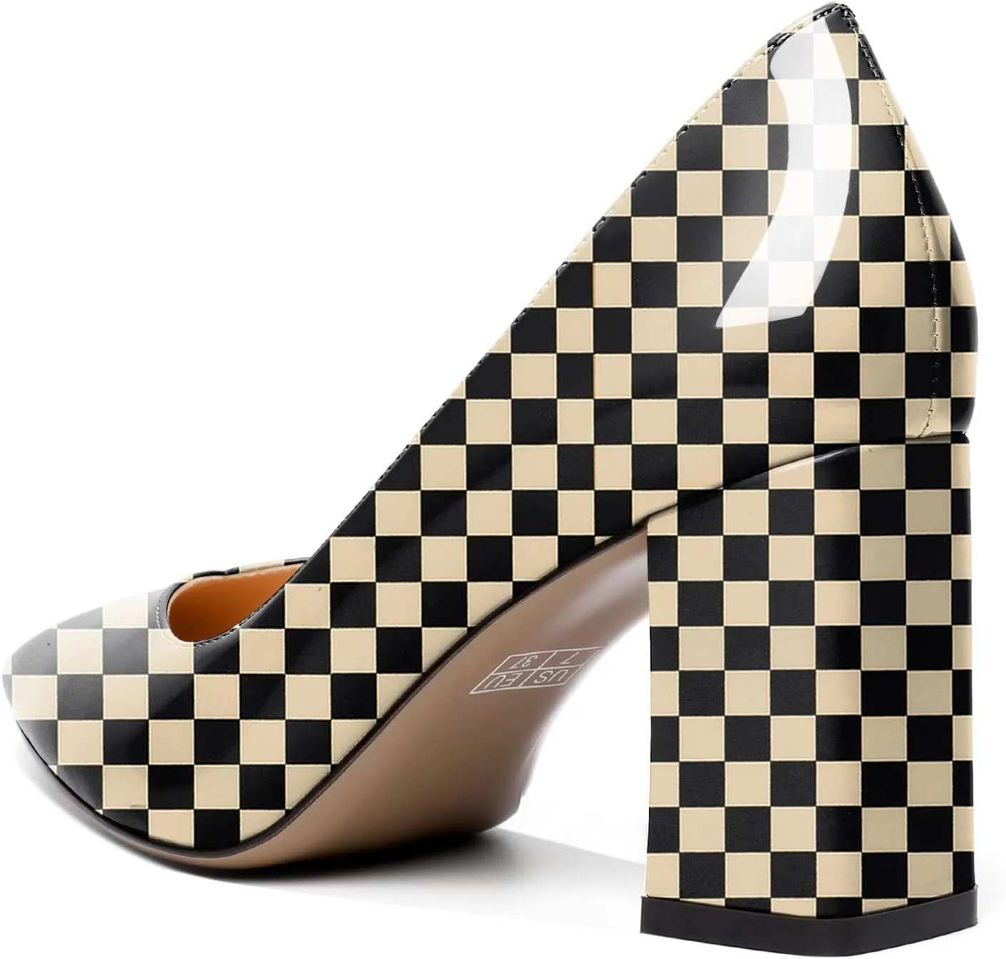 Zamikoo Women Chunky Heel Pumps Block High Heel Slip On Closed Pointed Toe Dress Pumps for Work Casual Daily Life Party Dress