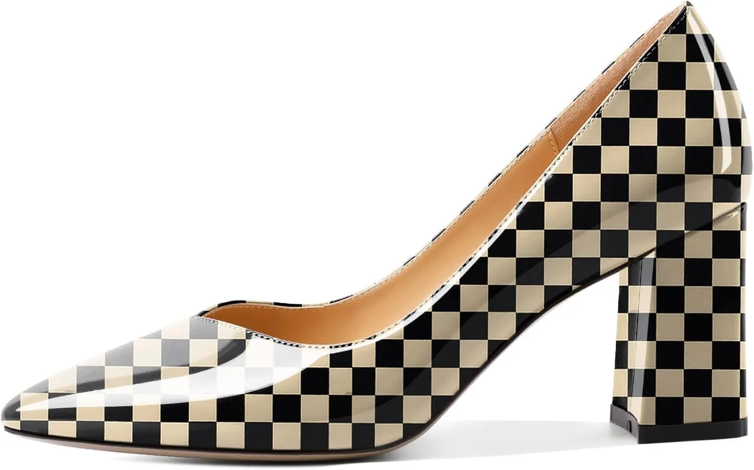Zamikoo Women Chunky Heel Pumps Block High Heel Slip On Closed Pointed Toe Dress Pumps for Work Casual Daily Life Party Dress